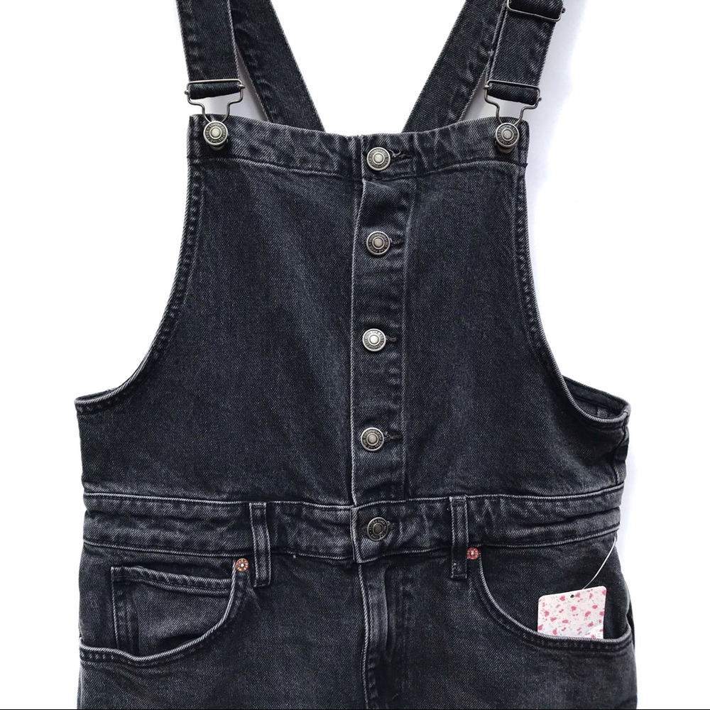Free People Shelby Distressed Denim Overalls NEW - Picture 5 of 9